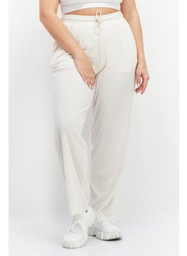 adidas Originals Women Regular Fit Brand Logo Wide Leg Pant, Beige  - Image 1
