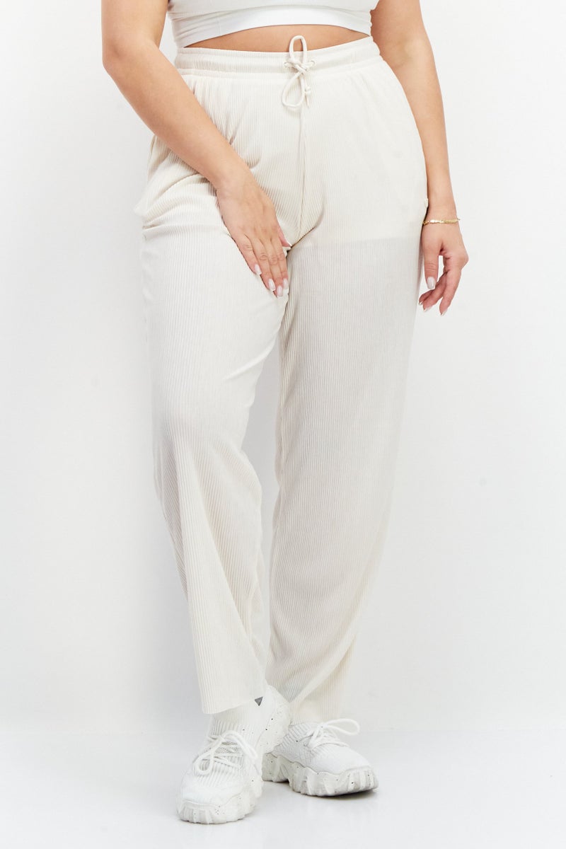 adidas Originals Women Regular Fit Brand Logo Wide Leg Pant, Beige - Image 1