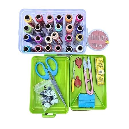 AANIJLAB 102 pcs Portable Sewing kit Box Sewing Supplies Accessories with 24 Pcs Thread Spools Scissors Threader Tape Measure for DIY Adults Beginners Emergency Travel Home 