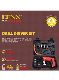 Denx Mini Cordless Rechargeable Electric screwdriver With Accessories Suitable For Home DX2502  - Image 3