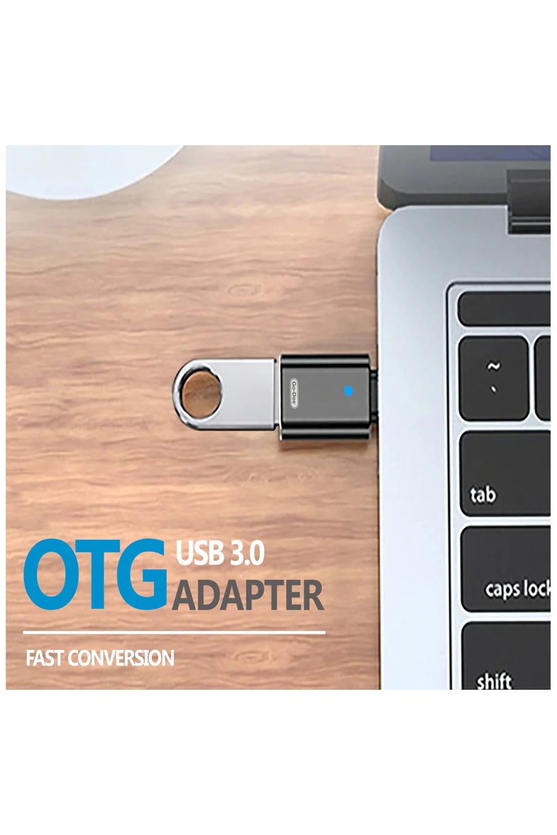 GO-DES USB-C to USB 3.0 OTG Male to Female Adapter with Warning Light Design Zinc Alloy Plug and Play for U Disk Mouse Keyboard Phone - Image 3