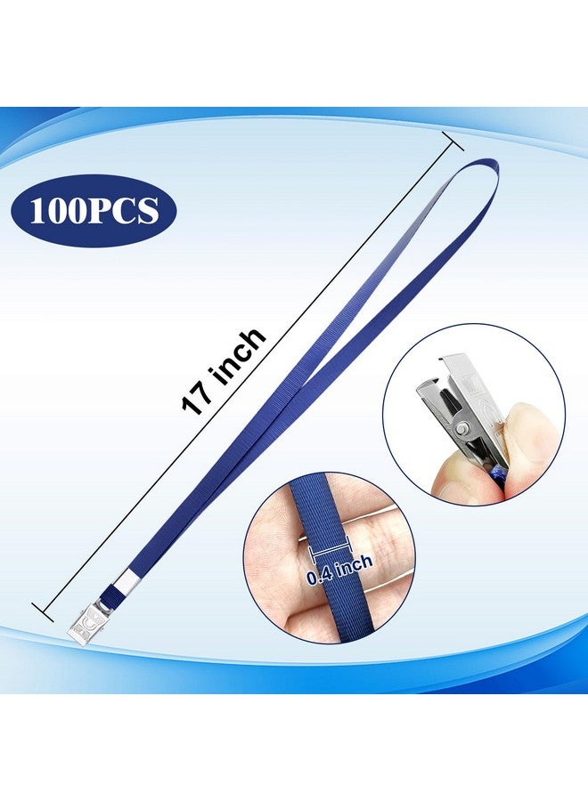 Korty Navy Blue Lanyards Bulk,100 Packs Navy Blue Lanyards for ID Badges,Lanyards with Flat Badge for Name Tag Lanyard ID Holder (100, Navy Blue) - Image 2