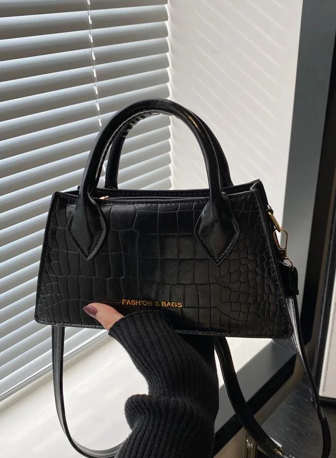 Take Two  Black Croc-Embossed Crossbody Bag for Women | Best Price UAE