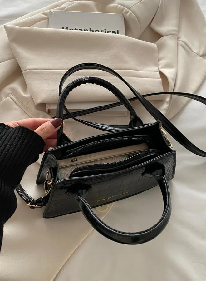 Take Two  Black Croc-Embossed Crossbody Bag for Women | Best Price UAE