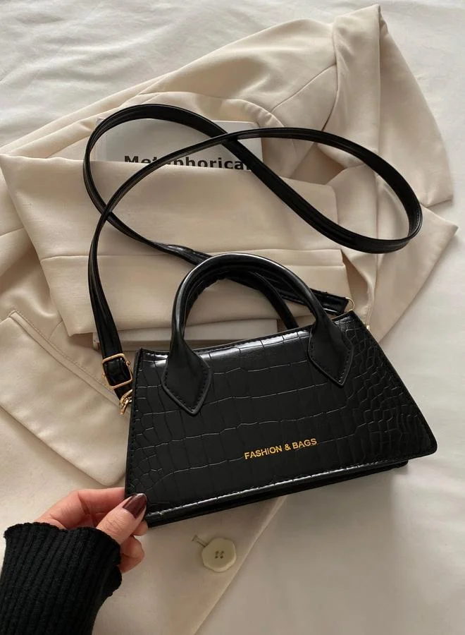 Take Two  Black Croc-Embossed Crossbody Bag for Women | Best Price UAE