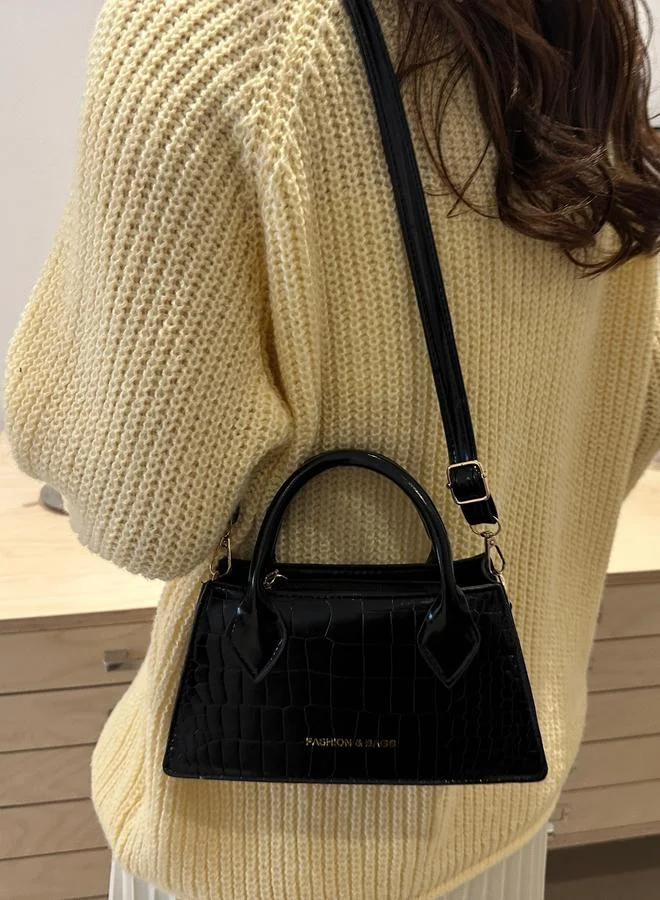 Take Two  Black Croc-Embossed Crossbody Bag for Women | Best Price UAE