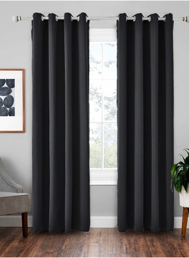 DUNISO 2 Pieces of Blackout curtains, household soundproof and heat insulating curtains，with perforated top, suitable for bedroom and living room, 132 * 240cm, black  - Image 4