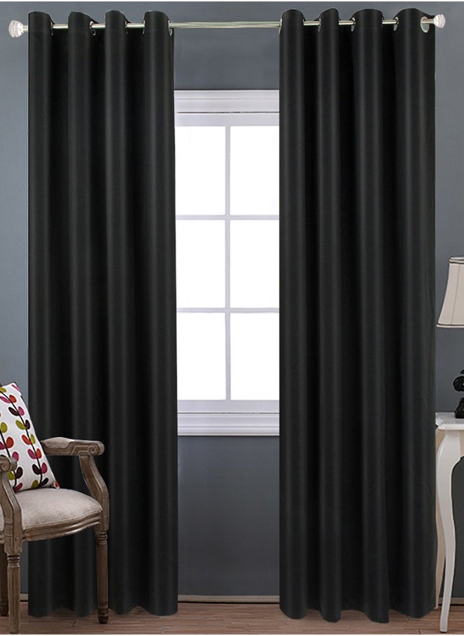 DUNISO 2 Pieces of Blackout curtains, household soundproof and heat insulating curtains，with perforated top, suitable for bedroom and living room, 132 * 240cm, black  - Image 1
