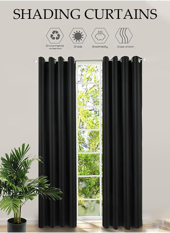 DUNISO 2 Pieces of Blackout curtains, household soundproof and heat insulating curtains，with perforated top, suitable for bedroom and living room, 132 * 240cm, black  - Image 2