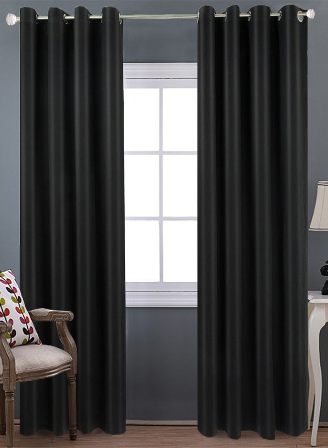 DUNISO 2 Pieces of Blackout Curtains,Solid Grommet Thermal Insulated Window Blackout Drapes，Soundproof Cold and Full Light Blocking Drapes,Suitable for Bedroom and Living Room, 132 * 240cm, Black  - Image 3