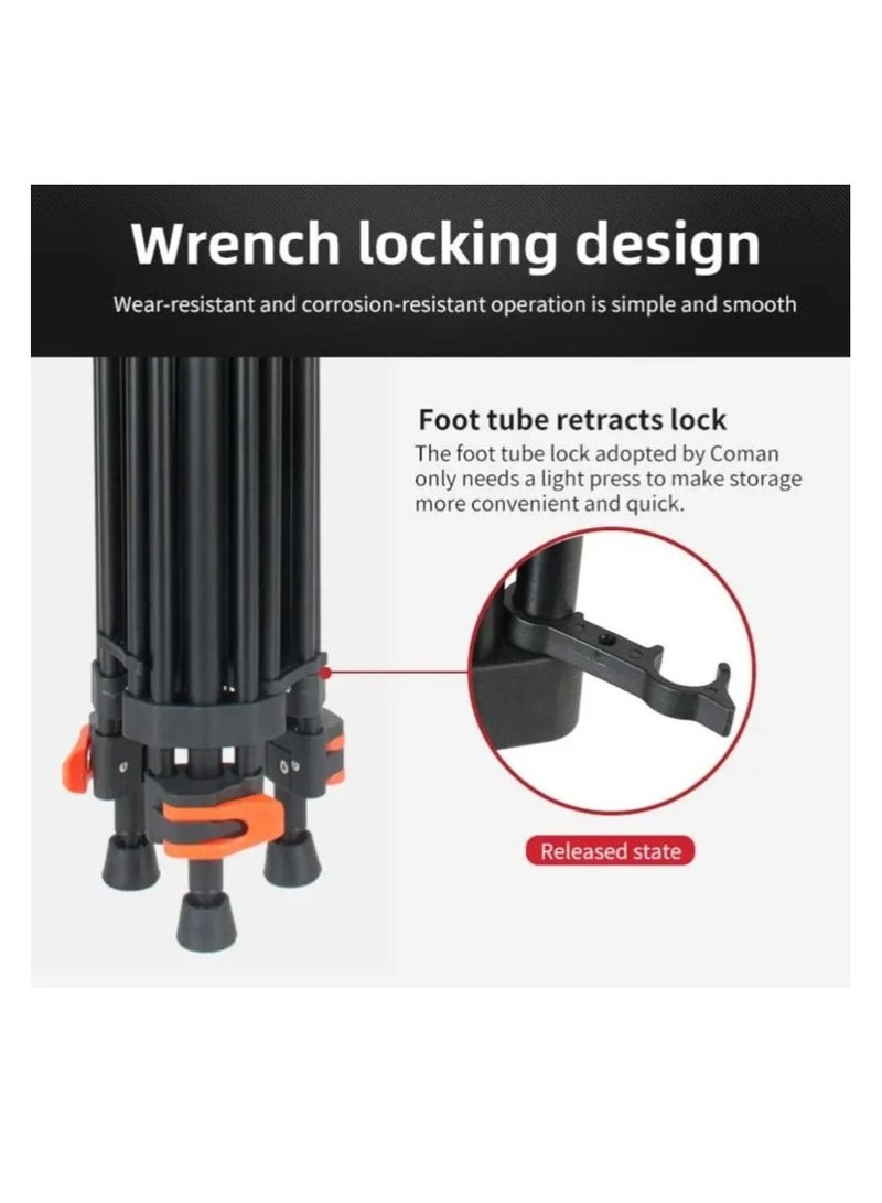COMAN Coman Professional Video Tripod Heavy Duty DF16L Aluminium Tripod with Q5S Videohead - Image 5
