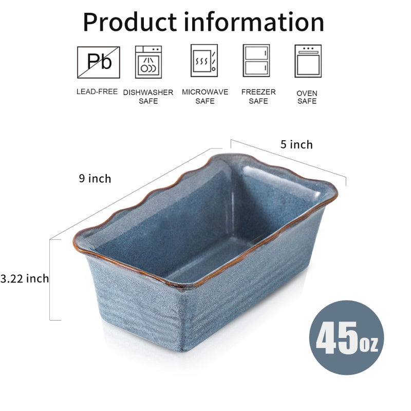 HVH Ceramic Loaf Pan for Baking Bread, Rectangular Baking Bread Loaf Pan, 9 x 5 inch Bread Pan, Bread Baking Pan for Cooking, Wave Series, Farmhouse Style (Wabi sabi) - Image 4