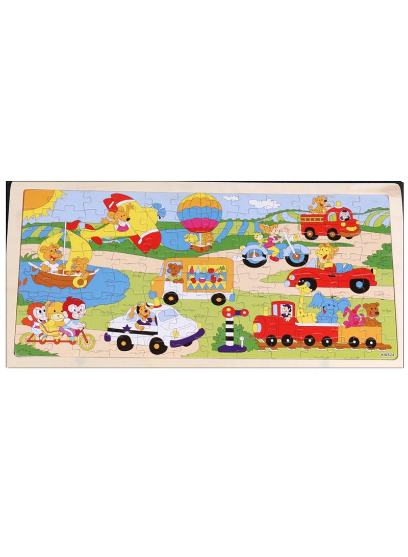 Children's Educational Wooden Cartoon Transportation Jigsaw Puzzles Suitable Gift Bag Pack - Image 1
