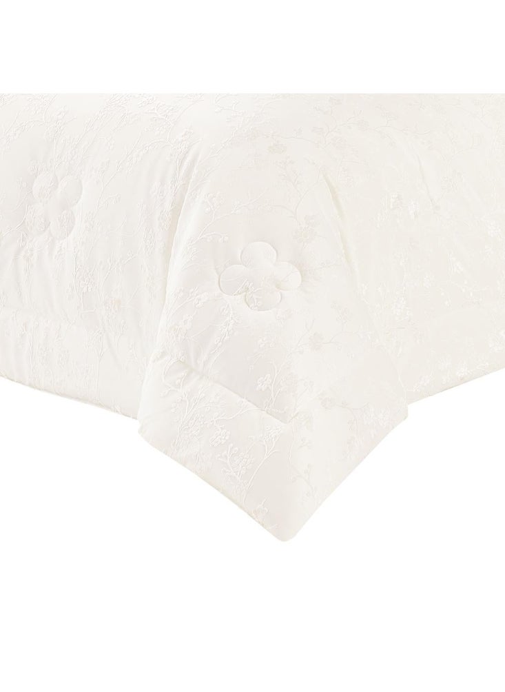 Melen Double Summer Jacquard Bedding Set - 7 Pieces - Serena - Ecru  - Image 4