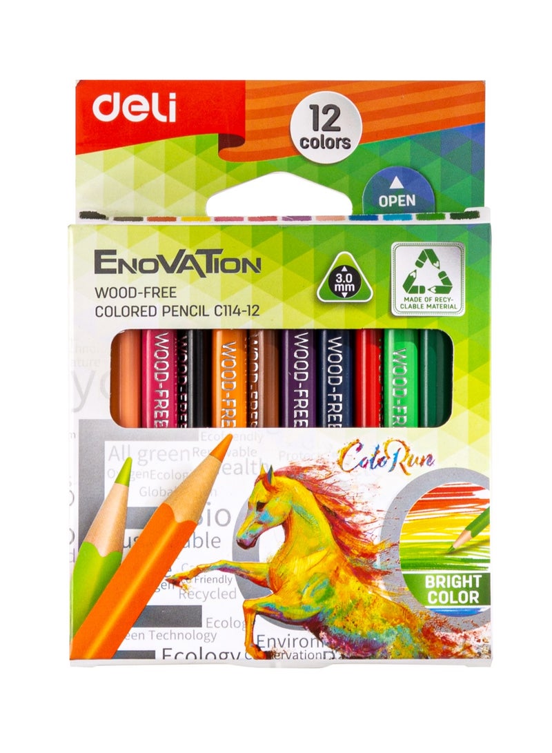 ديليEC114-12 أقلام تلوين خشبية خالية من الخشب، 12 لونًا – مثالية للاستخدام المدرسي، والفني، والصديق للبيئة - Image 1
