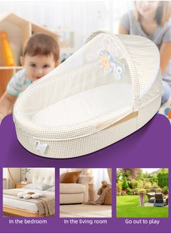 Soft Touch Portable Baby Bed With Mosquito Net Baby Travel Bed Baby Bed for Newborn FoldableTravel Baby Lounger Infant Sleeping Basket Removable and Washable Baby Cribs Bed for Bedroom  - Image 1