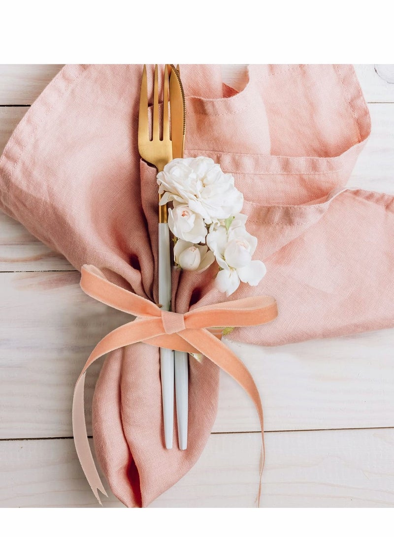 Excefore Vintage Velvet Ribbon Single Face Spool Satin for Wreath Decoration DIY Bow Craft Gift Wrapping (Rose Gold, 1cm, 50 Yard) - Image 2