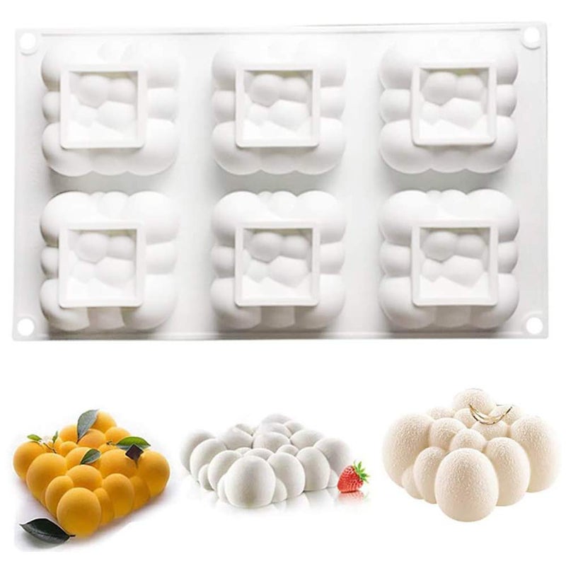 OCPO KITCHEN Cloud Silicone Mold for Baking Mousse Cake Dessert Pastry Ice Cream Pudding Jelly Cake Decoration Mold Cloud Shape 6Cavity