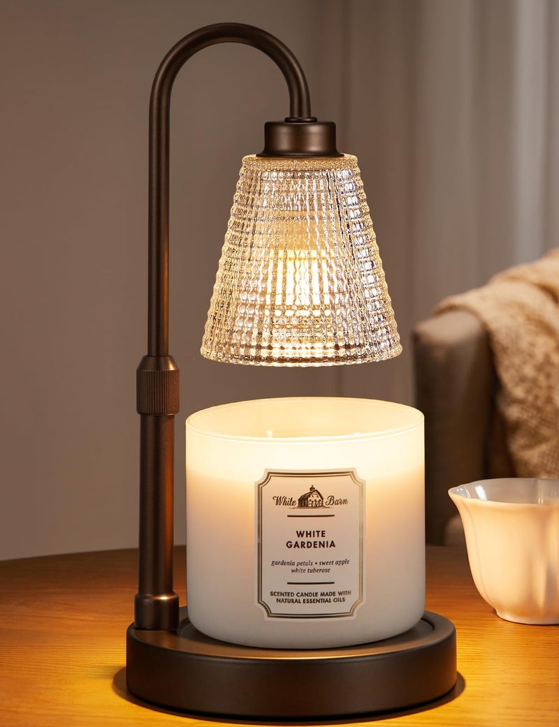 Innqoo Big Brown Candle Warmer Lamp with Timer, Dimmable Candle Warmer for Home Decor, Height Adjustable Candle Lamp for Jar Candles, Birthday Gifts for Women Mom, House Warming Gifts New Home - Image 1