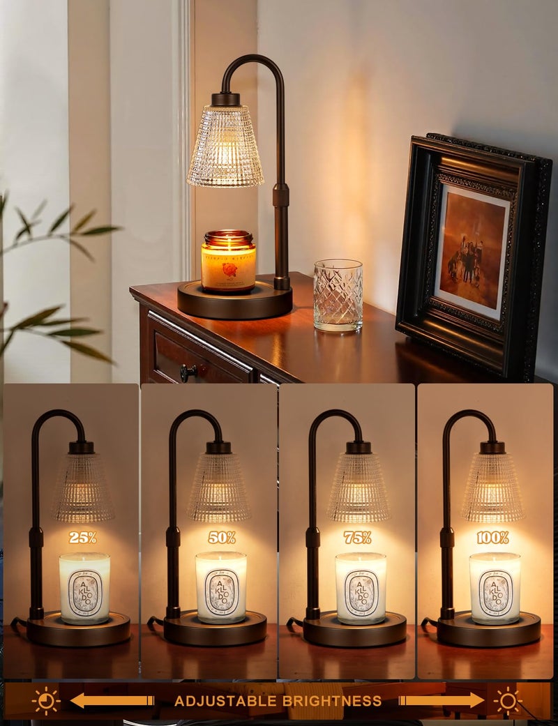 Innqoo Big Brown Candle Warmer Lamp with Timer, Dimmable Candle Warmer for Home Decor, Height Adjustable Candle Lamp for Jar Candles, Birthday Gifts for Women Mom, House Warming Gifts New Home - Image 3