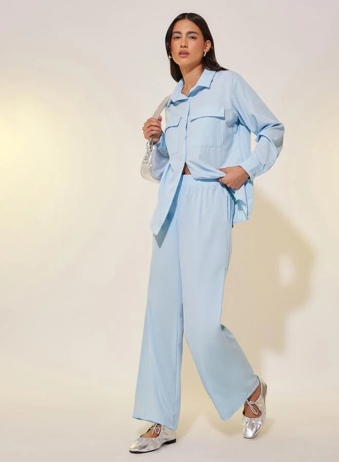 Take Two Take Two Solid Pocket Detail Shirt and Pants Co-Ords