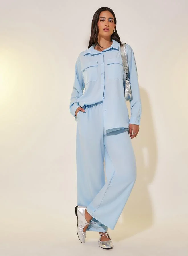 Take Two Take Two Solid Pocket Detail Shirt and Pants Co-Ords