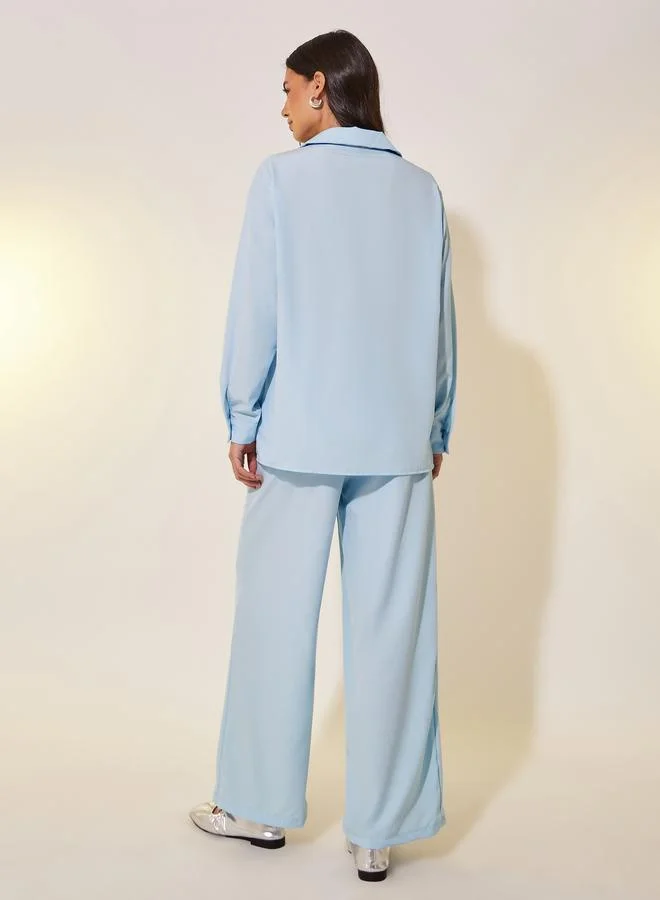 Take Two Take Two Solid Pocket Detail Shirt and Pants Co-Ords