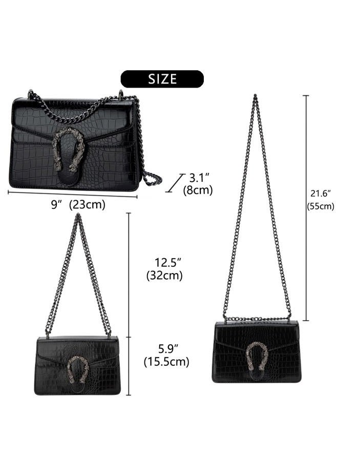 DEEPMEOW Crossbody Shoulder Evening Bag for Women - PU Leather Chain Purse Messenger Bag Small Satchel Handbag, Small Black, Small - Image 3