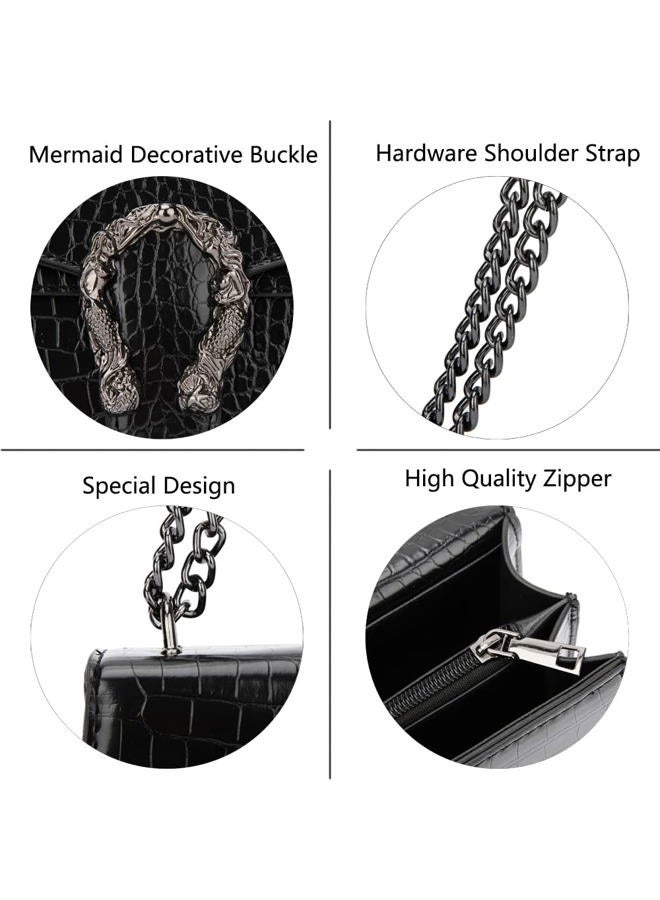 DEEPMEOW Crossbody Shoulder Evening Bag for Women - PU Leather Chain Purse Messenger Bag Small Satchel Handbag, Small Black, Small - Image 5