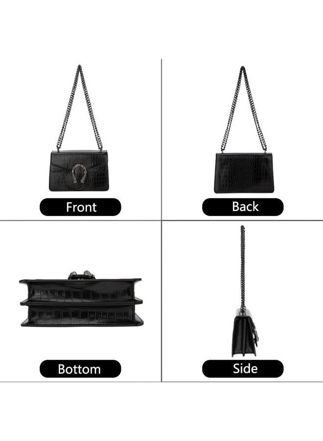 DEEPMEOW Crossbody Shoulder Evening Bag for Women - PU Leather Chain Purse Messenger Bag Small Satchel Handbag, Small Black, Small - Image 4