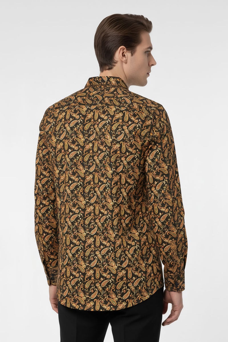 Replay Men Regular Fit Long Sleeve Paisley Print Casual Shirt, Multicolor - Image 5