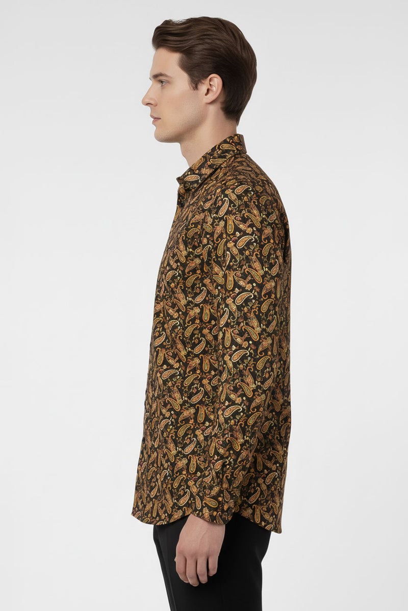 Replay Men Regular Fit Long Sleeve Paisley Print Casual Shirt, Multicolor - Image 5