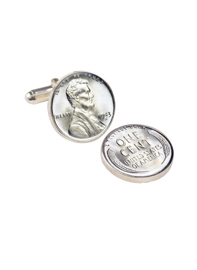 American Coin Treasures 1943 Lincoln Steel Penny Coin Cuff Links United States Coins Men'S Minted Only One Year  - Image 1