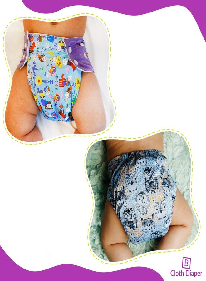 Bembika Cloth Diapers for Babies, Washable Reusable, Adjustable Sizes (2 Combo) (No Inserts Included)(Animal Doodle + Grey Owl) - Image 4