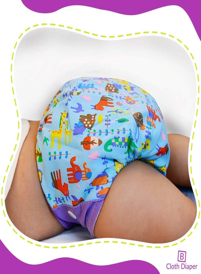 Bembika Cloth Diapers for Babies, Washable Reusable, Adjustable Sizes (2 Combo) (No Inserts Included)(Animal Doodle + Grey Owl) - Image 2