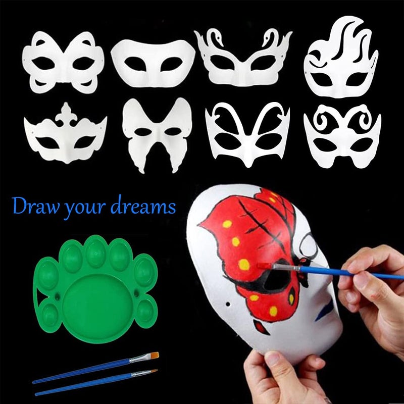 Qavctw 16PCS DIY White Masks Paper Cosplay Christmas Party Mask Unpainted Plain Craft Masquerade Masks for Christmas Mardi Gras Party Mask - Image 4
