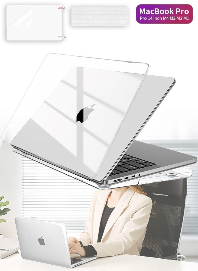 قيليرا غطاء صلب متوافق مع MacBook Pro 14 بوصة (A3112 / A3185 / A3401 / A2918 / A2992 / A2779 / A2442) – غطاء شفاف مع واقي لوحة مفاتيح أمريكية وواقي شاشة، متوافق مع شرائح M4 / M3 / M2 / M1 - Image 1