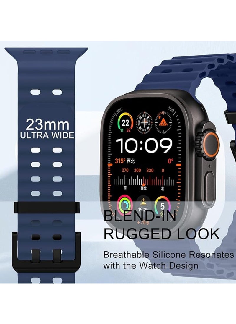 TEMPO - Ocean Silicone Sport Rugged Watch Band Compatible with Apple Watch Ultra 2/Ultra Bands 49mm 46mm 45mm 44mm 42mm for Men Women, Breathable Soft Waterproof Strap for for iwatch Series 10 9 8 7 6 5 4 3 2 1 SE - Image 1