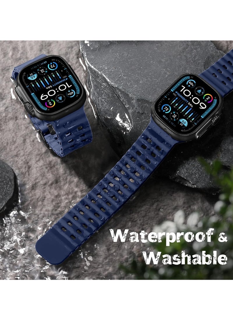 TEMPO - Ocean Silicone Sport Rugged Watch Band Compatible with Apple Watch Ultra 2/Ultra Bands 49mm 46mm 45mm 44mm 42mm for Men Women, Breathable Soft Waterproof Strap for for iwatch Series 10 9 8 7 6 5 4 3 2 1 SE - Image 1