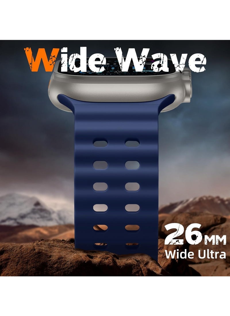 TEMPO - Ocean Silicone Sport Rugged Watch Band Compatible with Apple Watch Ultra 2/Ultra Bands 49mm 46mm 45mm 44mm 42mm for Men Women, Breathable Soft Waterproof Strap for for iwatch Series 10 9 8 7 6 5 4 3 2 1 SE - Image 1