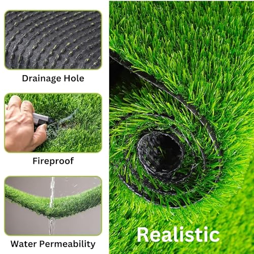 Purav Light 35mm Artificial Green Grass Mat| Natural Looking Anti Slip Grass Mat| Ideal for Floor, Home, Grass Carpet for Balcony|Outdoor Entrance Mats| (1.5 x 2 Feet) - Image 2