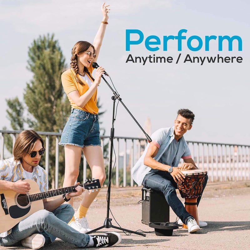 Pyle ميكروفون ديناميكي وحامل ثلاثي القوائم - قابل للتعديل من 2.6' إلى 5.1' قدم وذراع ميكروفون تلسكوبي بطول 7.48'' بوصة مع فلتر صوتي - يتضمن كابل XLR بطول 15' قدم PMKSM20 - Image 5