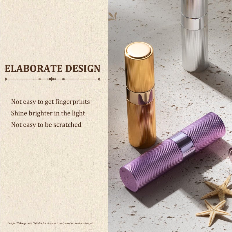 LISAPACK Perfume Travel Refillable Bottle - Atomizer Cologne Spray for Men Portable - Mini Sprayer Empty for Refill - Small Size Black 8ML Striped - Image 3
