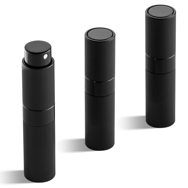 LISAPACK Perfume Travel Refillable Bottle - Atomizer Cologne Spray for Men Portable - Mini Sprayer Empty for Refill - Small Size Black 8ML Striped - Image 1