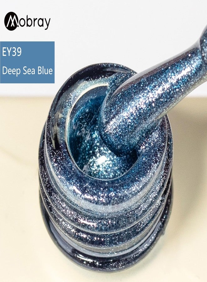 Mobray Dark Blue Cat Eye Gel Polish 15ml UV Moonlight Cats Eye Glitter Nail Polish with Magnet, Long Lasting Magnetic Cateye Translucent Nail Gel for Women Nart Art Design, EY39 - Image 2