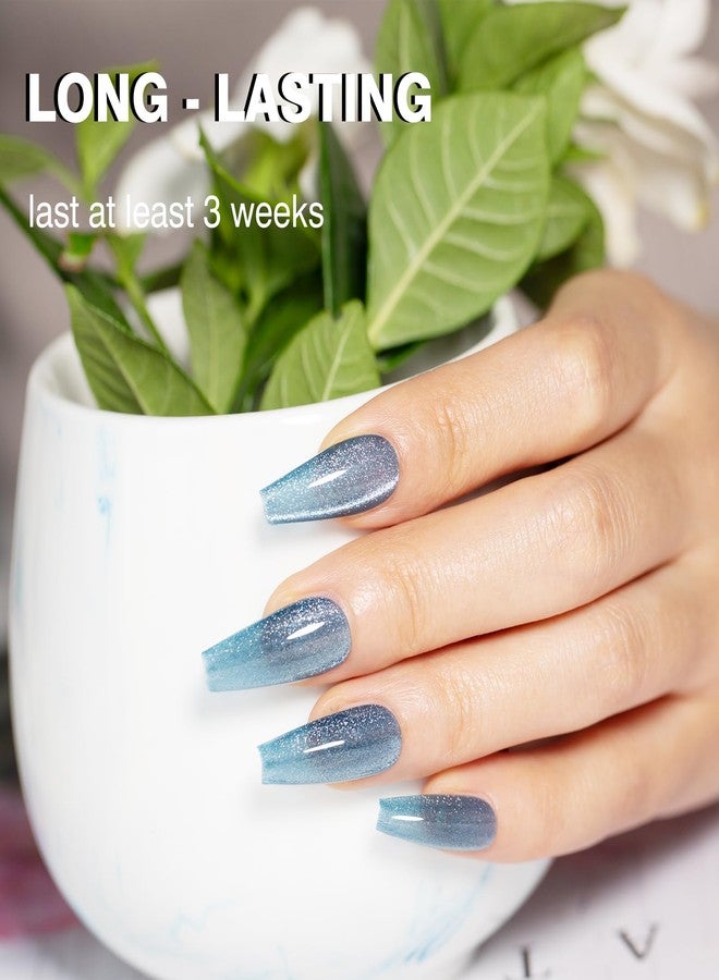 Mobray Dark Blue Cat Eye Gel Polish 15ml UV Moonlight Cats Eye Glitter Nail Polish with Magnet, Long Lasting Magnetic Cateye Translucent Nail Gel for Women Nart Art Design, EY39 - Image 5