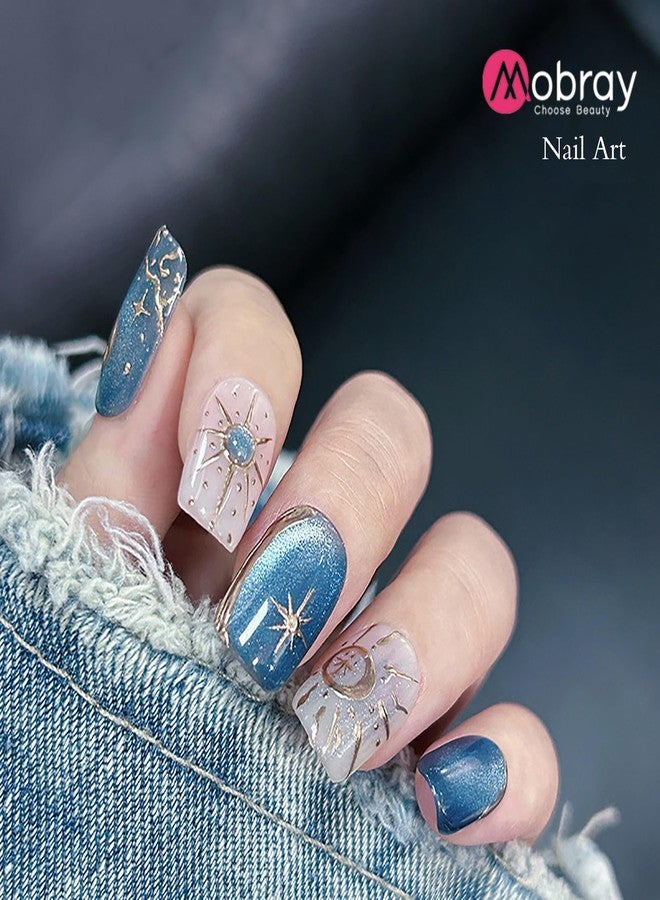 Mobray Dark Blue Cat Eye Gel Polish 15ml UV Moonlight Cats Eye Glitter Nail Polish with Magnet, Long Lasting Magnetic Cateye Translucent Nail Gel for Women Nart Art Design, EY39 - Image 4