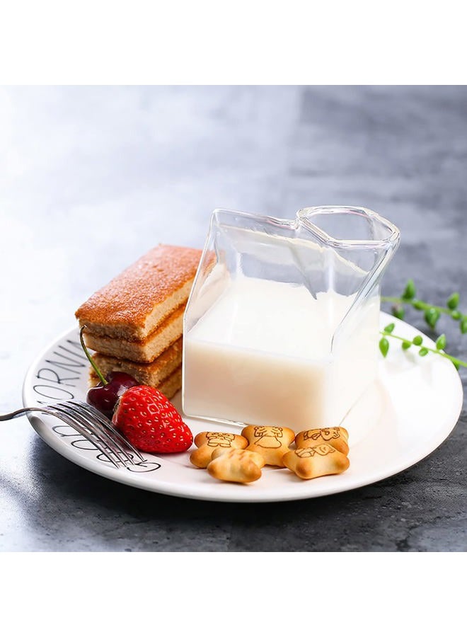 WUWEOT 4 Pack Milk Carton Creamer, Square Heat Resistant Mini Milk Glass Cup Creamer Pitcher Milk Box for Milk, Coffee, Water, Juice, Beverages, 12OZ/350ml - Image 2
