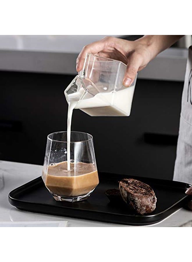 WUWEOT 4 Pack Milk Carton Creamer, Square Heat Resistant Mini Milk Glass Cup Creamer Pitcher Milk Box for Milk, Coffee, Water, Juice, Beverages, 12OZ/350ml - Image 4