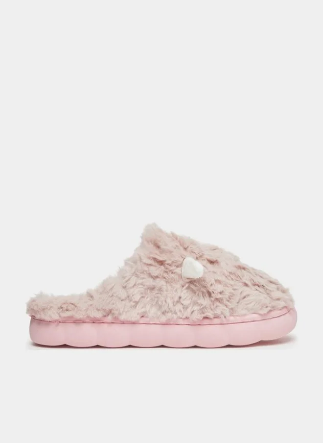 Take Two Solid Plush Sheep Ear Detail Bedroom Slippers